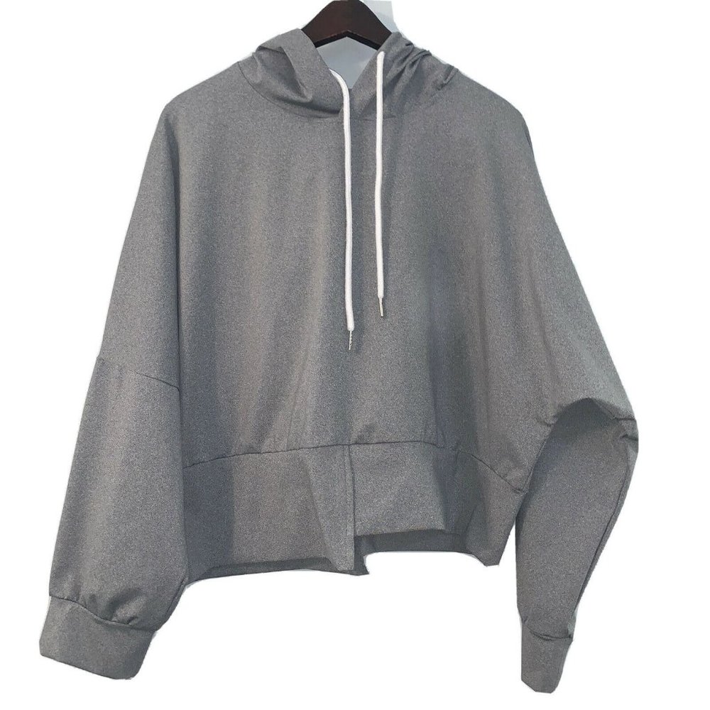 Gray Taped Insulation Fleece Crop Hoodie Women's Size 3XL Shein Curve NWOT